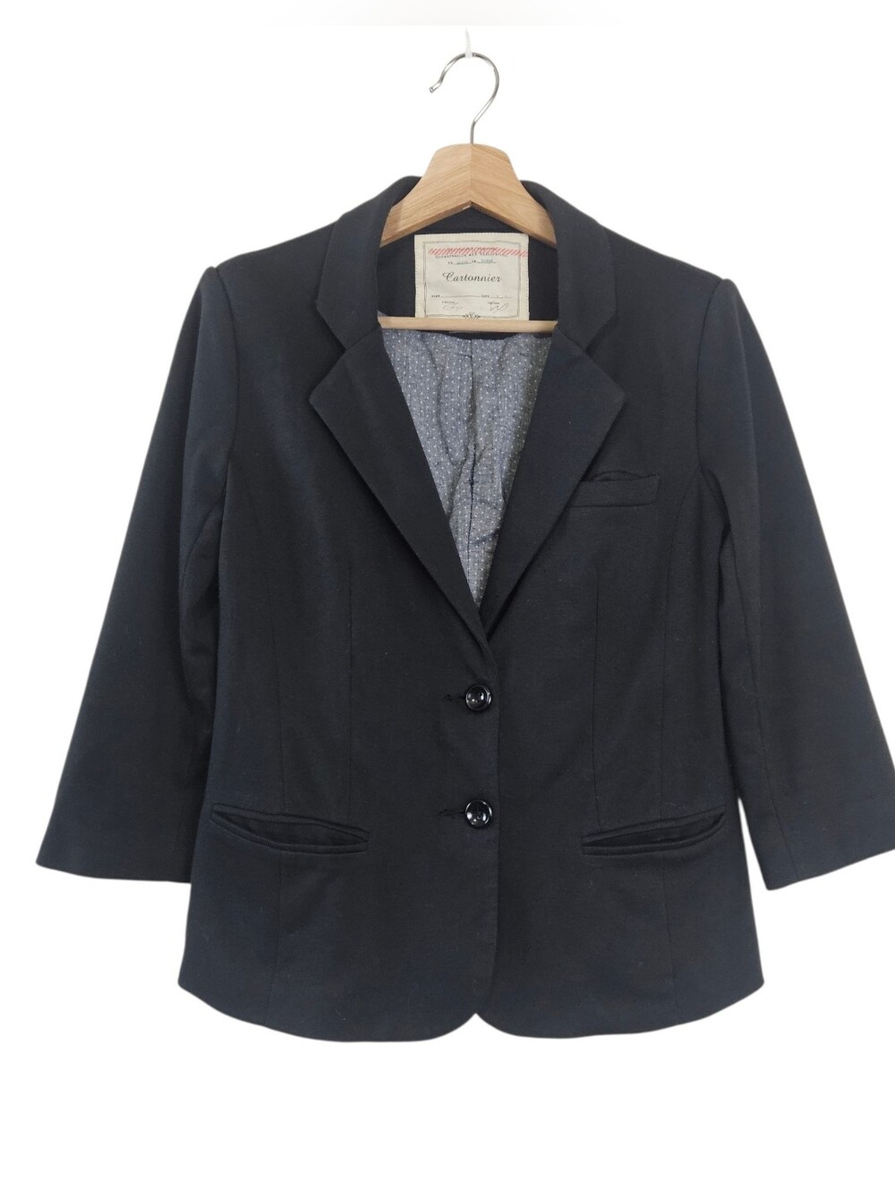 Anthropologie Cartonnier Solid Black Womens Blazer Size XS Career Office Work